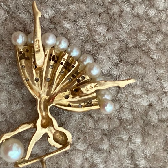 Vintage 14k Pearl & Diamond Ballerina Charm - Picture 6 of 11